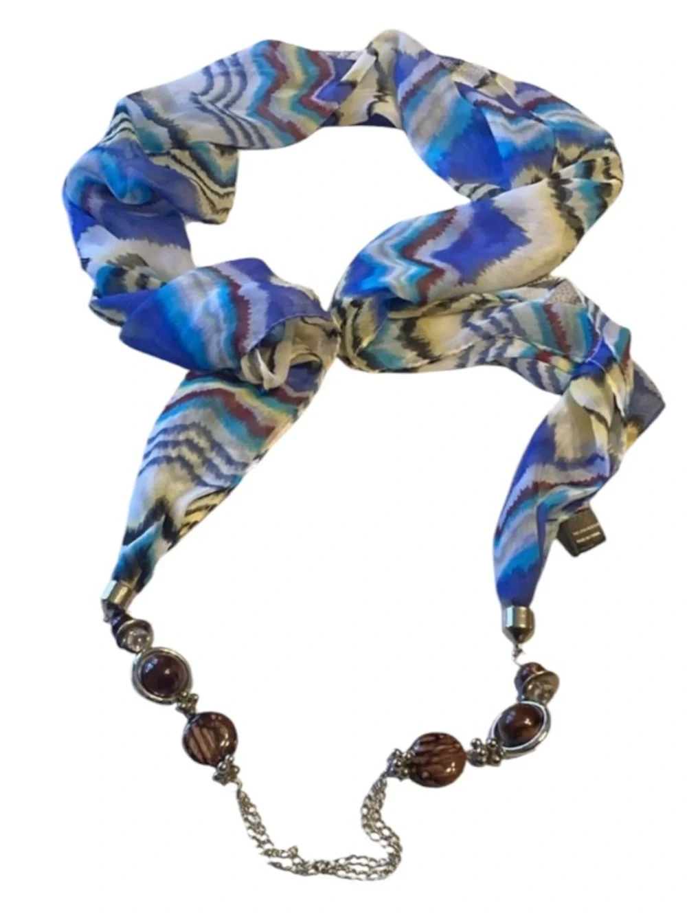 Jewel Touch Multicolor Girls Stylish Printed Scarf with Necklace pendant Scarves